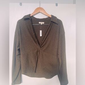 NWT Madewell twist front long sleeve top